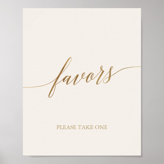 Elegant Gold Calligraphy | Ivory Favors Poster (Front)
