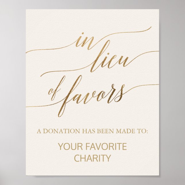 Elegant Gold Calligraphy | Ivory In Lieu Of Favors Poster (Front)