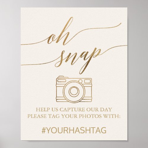 Elegant Gold Calligraphy  Ivory Oh Snap Sign