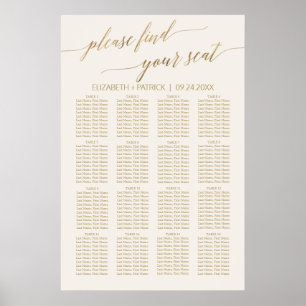 Elegant Gold Calligraphy   Ivory Seating Chart