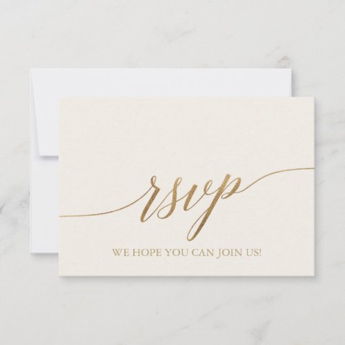 Elegant Gold Calligraphy Ivory Song RSVP Card