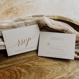 Elegant Gold Calligraphy Ivory Song RSVP Card