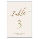 Elegant Gold Calligraphy | Ivory Table Number Elegant Gold Calligraphy | Ivory Table Number