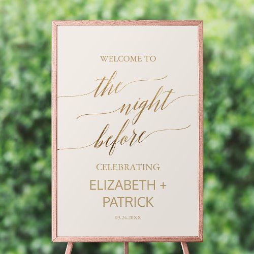 Elegant Gold Calligraphy  Ivory The Night Before  Poster