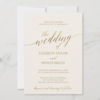 Elegant Gold Calligraphy | Ivory The Wedding Of Invitation | Zazzle