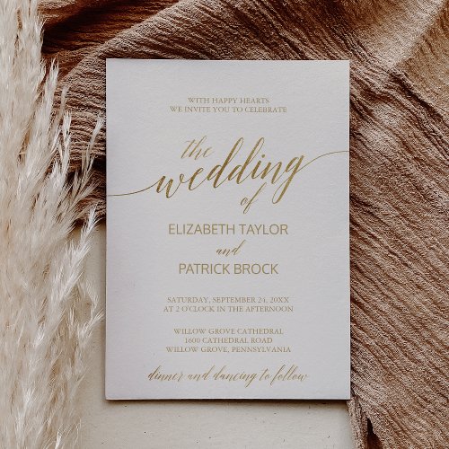 Elegant Gold Calligraphy  Ivory The Wedding Of Invitation