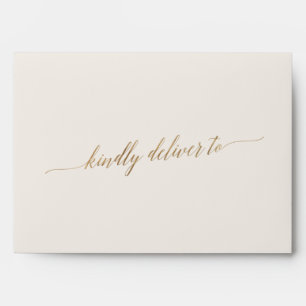 Elegant Gold Calligraphy Ivory Wedding Invitation Envelope
