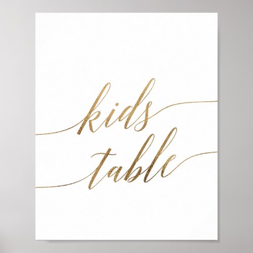Elegant Gold Calligraphy Kids Table Sign
