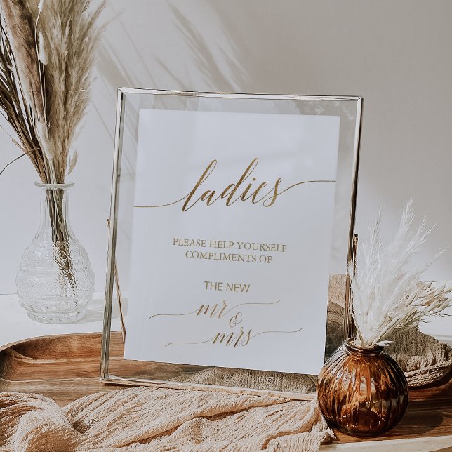 Elegant Gold Calligraphy Ladies Bathroom Sign (Creator Uploaded)