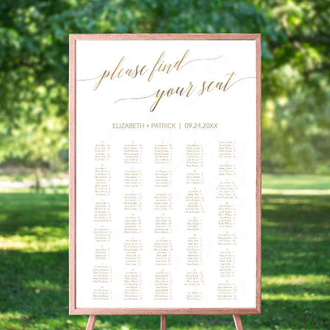 Elegant Gold Calligraphy Large 200+ Seating Chart | Zazzle