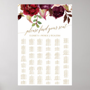 Elegant Gold Calligraphy Large Seating Chart
