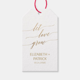 Elegant Gold Calligraphy Let Love Grow Favor Gift Tags