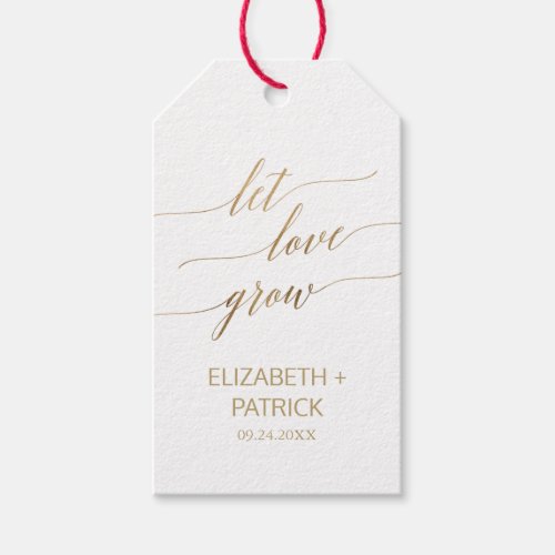 Elegant Gold Calligraphy Let Love Grow Favor Gift Tags