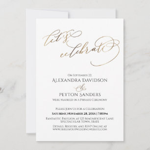 Elegant Gold Calligraphy Let's Celebrate Reception Invitation