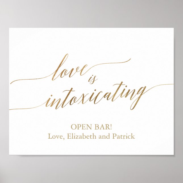Elegant Gold Calligraphy Love Is Intoxicating Poster (Front)