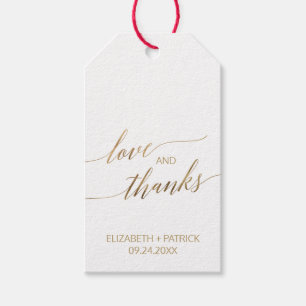 Elegant Gold Calligraphy Love & Thanks Favor Gift Tags