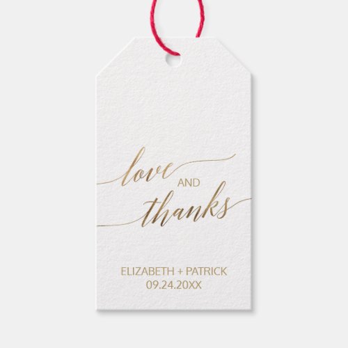 Elegant Gold Calligraphy Love  Thanks Favor Gift Tags