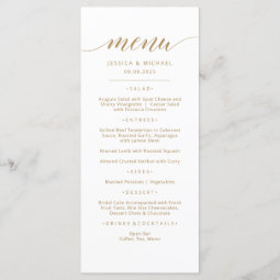 Elegant Gold Calligraphy Menu Card | Zazzle