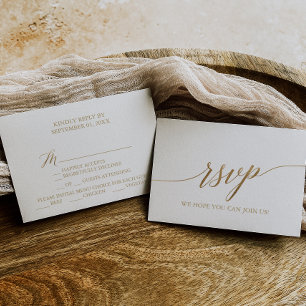 Elegant Gold Calligraphy Menu Choice RSVP Card