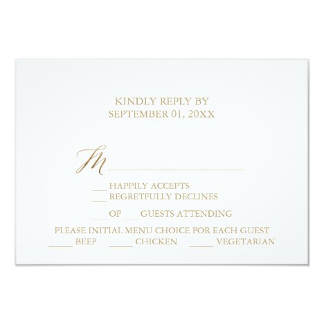 Elegant Gold Calligraphy Menu Choice RSVP Invitation