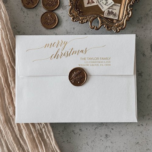 Elegant Gold Calligraphy Merry Christmas Envelope