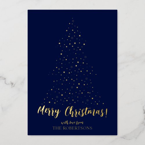 Elegant Gold Calligraphy Merry Christmas Foil Card