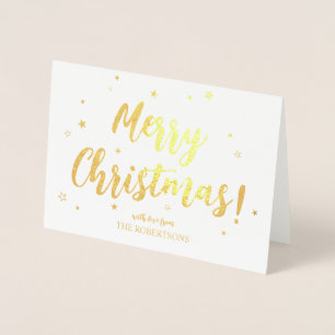 Elegant Gold Calligraphy Merry Christmas Foil Card