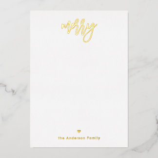 Elegant Gold Calligraphy Merry Christmas Note Card