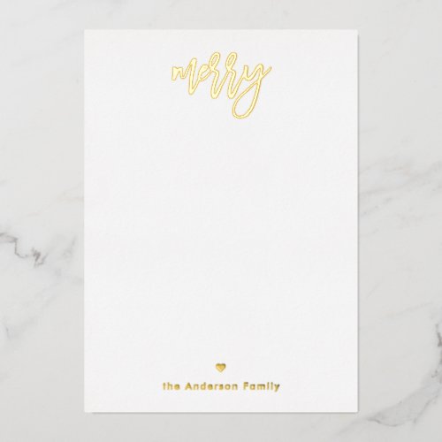 Elegant Gold Calligraphy Merry Christmas Note Card