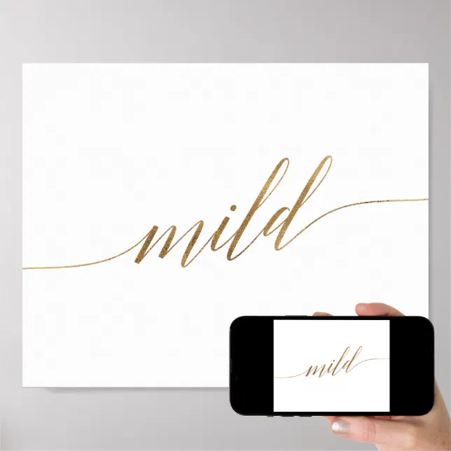 Elegant Gold Calligraphy Mild Sign | Zazzle