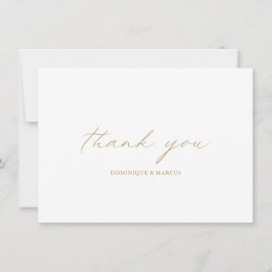 Elegant Gold Calligraphy Modern Wedding Thank You Card