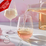 Elegant Gold Calligraphy Mr and Mrs Typography  Stemless Wine Glass<br><div class="desc">Elegant Gold Calligraphy Mr and Mrs Typography  - add the couple's last name and date (on back) in a smooth non serif font - great for  the rehearsal dinner before the wedding  Or the wedding itself -  ©WhimsicalArtwork™</div>
