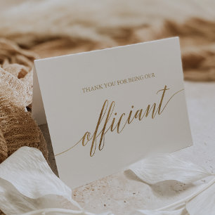Elegant Gold Calligraphy Officiant Letterpress Thank You Card