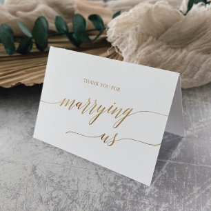 Elegant Gold Calligraphy Officiant Letterpress Thank You Card