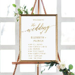 Elegant Gold Calligraphy Order of Events Poster<br><div class="desc">This elegant gold calligraphy order of events poster is perfect for a simple wedding. The neutral design features a minimalist poster decorated with romantic and whimsical faux gold foil typography. Customize the poster with the name of the bride and groom. Please Note: This design does not feature real gold foil....</div>