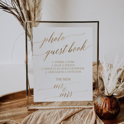 Elegant Gold Calligraphy Photo Guest Book