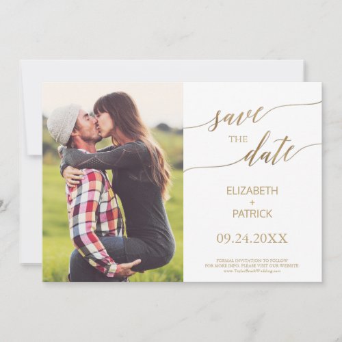 Elegant Gold Calligraphy Photo Save the Date