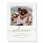 Elegant Gold Calligraphy Photo Wedding Welcome 