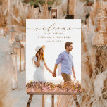 Elegant Gold Calligraphy Photo Wedding Welcome  Poster<br><div class="desc">This chic wedding welcome sign features elegant calligraphy with a photo.  For more advanced customization of this design,  please click the Customize Further link to change font,  size,  and color.</div>