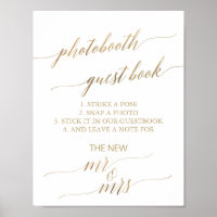 Elegant Gold Calligraphy Photobooth Guest Book