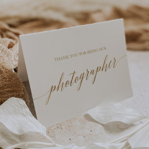 Elegant Gold Calligraphy Photographer Letterpress Thank You Card