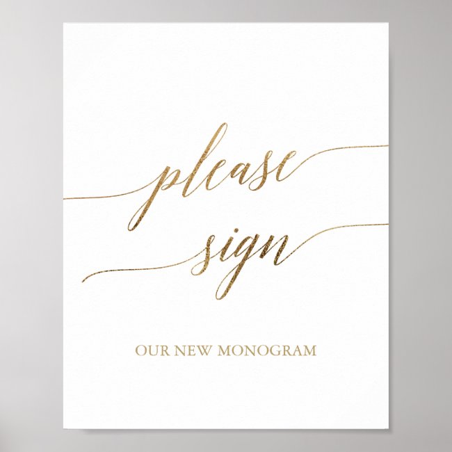 Elegant Gold Calligraphy Please Sign Poster