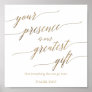 Elegant Gold Calligraphy Presence is Greatest Gift Poster