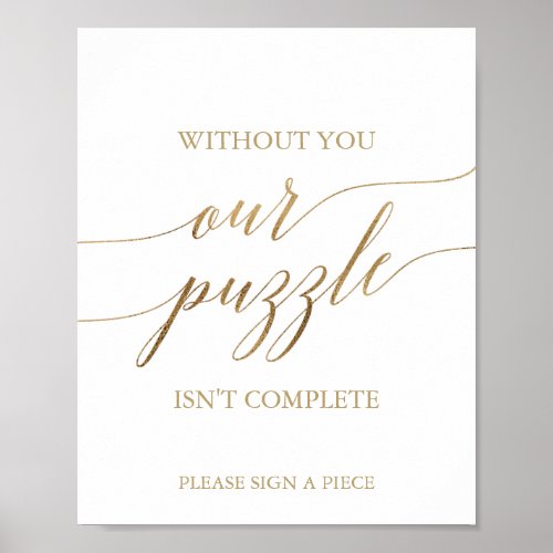 Elegant Gold Calligraphy Puzzle Guestbook Sign