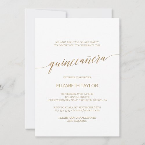 Elegant Gold Calligraphy Quinceañera