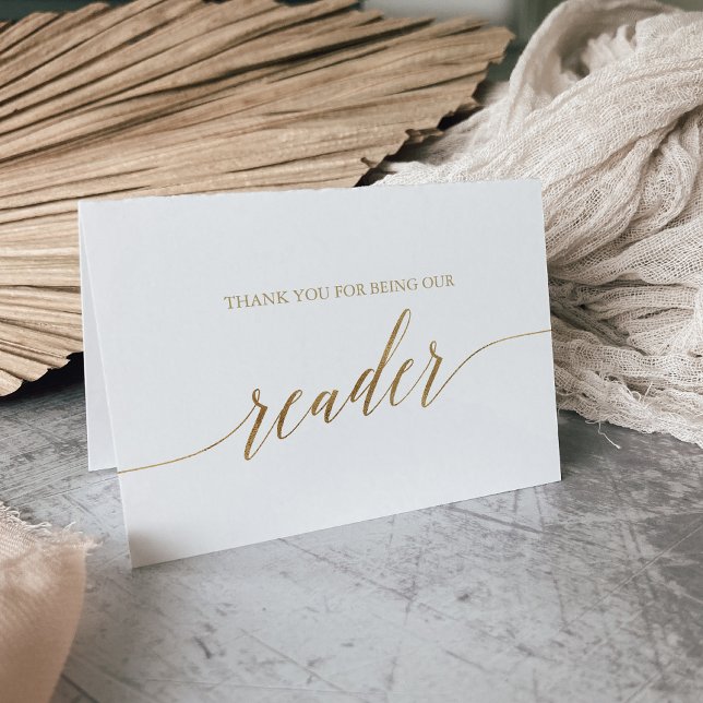 Elegant Gold Calligraphy Reader Letterpress Thank You Card (Creator Uploaded)