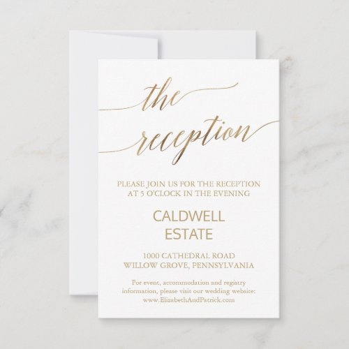 Elegant Gold Calligraphy Reception Enclosure Card