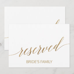 Elegant Gold Calligraphy Reserved Sign | Zazzle