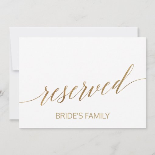 Elegant Gold Calligraphy Reserved Sign | Zazzle