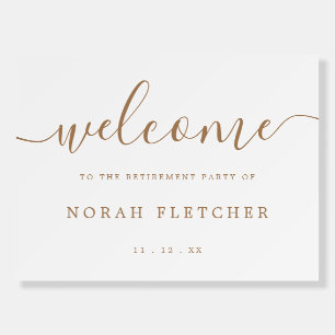 Elegant Gold Calligraphy Retirement Party Welcome Foam Board